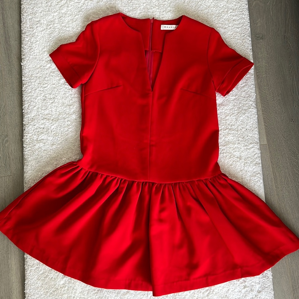 Red mini dress, No stretch, size M.